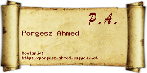 Porgesz Ahmed névjegykártya